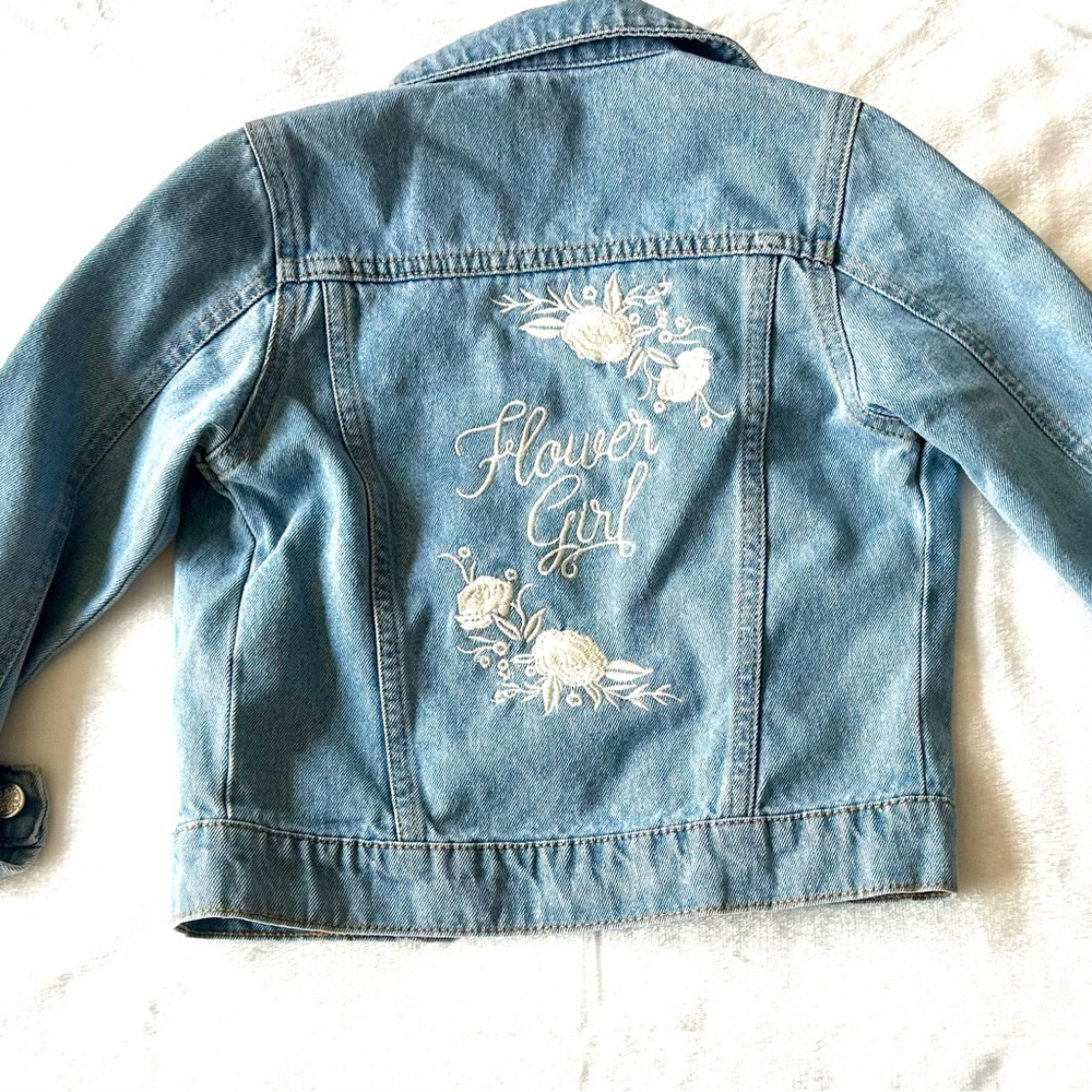 Embroidered Flower Girl Denim Jacket